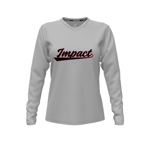 [FTLVCFGY-FYXS-LOGO2] Decker Comfort T-Shirt (Female Youth XS, Gray, V Neck, Logo 2, Long Sleeve)