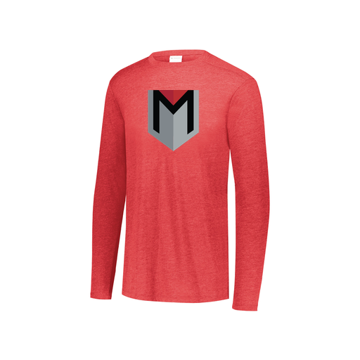 [FTLCUBRD-YS-LOGO3] Decker Youth Tri-Blend T-Shirt - Long Sleeve (Youth S, Red, Logo 3)