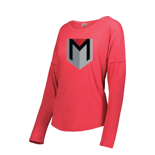 [FTLCUBRD-FAS-LOGO3] Decker Women's Tri-Blend T-Shirt - Long Sleeve (Female Adult S, Red, Logo 3)